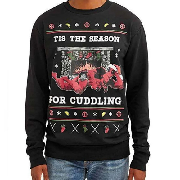 Marvel Deadpool Tis The Season For Cuddling Ugly Christmas Sweater Size Medium - Picture 1 of 5